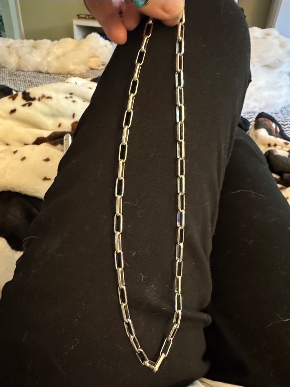 Polished thick 925 Silver Paperclip Chain Necklace